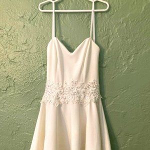 Strapless off-white party dress with rhinestone details Junior 3